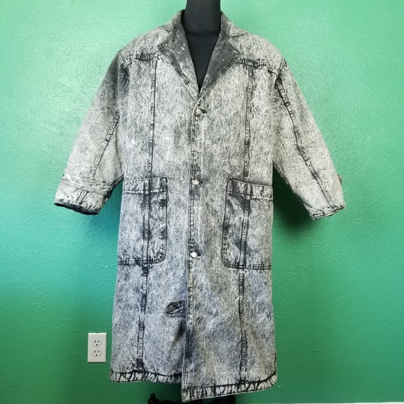 Vintage Acid Wash Denim Duster Western 