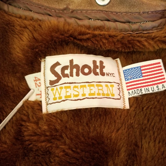 Vintage Schott NYC Suede Leather Western Brown ja… - image 3