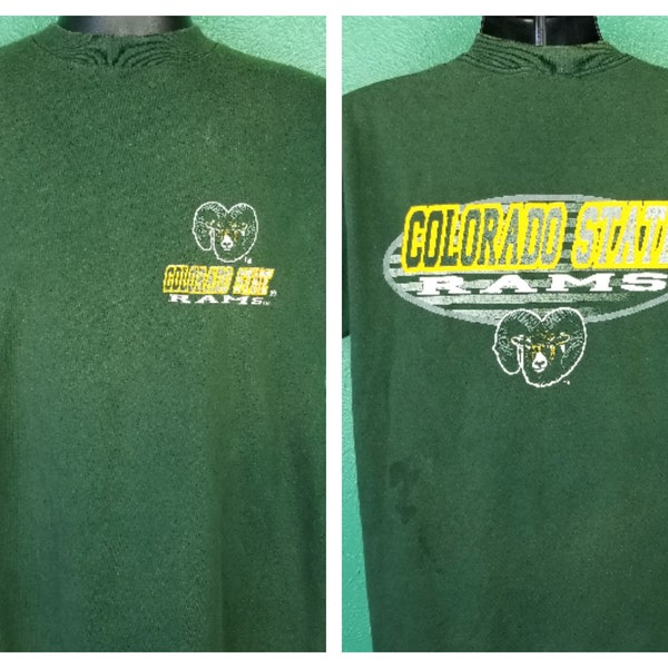 Vintage 90s Colorado State University Rams Fort Collins CSU green shirt large