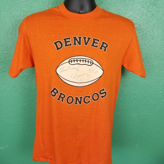 Vintage 80s Autographed Denver Broncos Orange Foo… - image 2