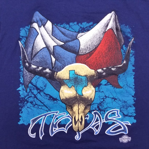 Vintage 1992 90s Texas Single Stitch Flag and Skull S… - Gem