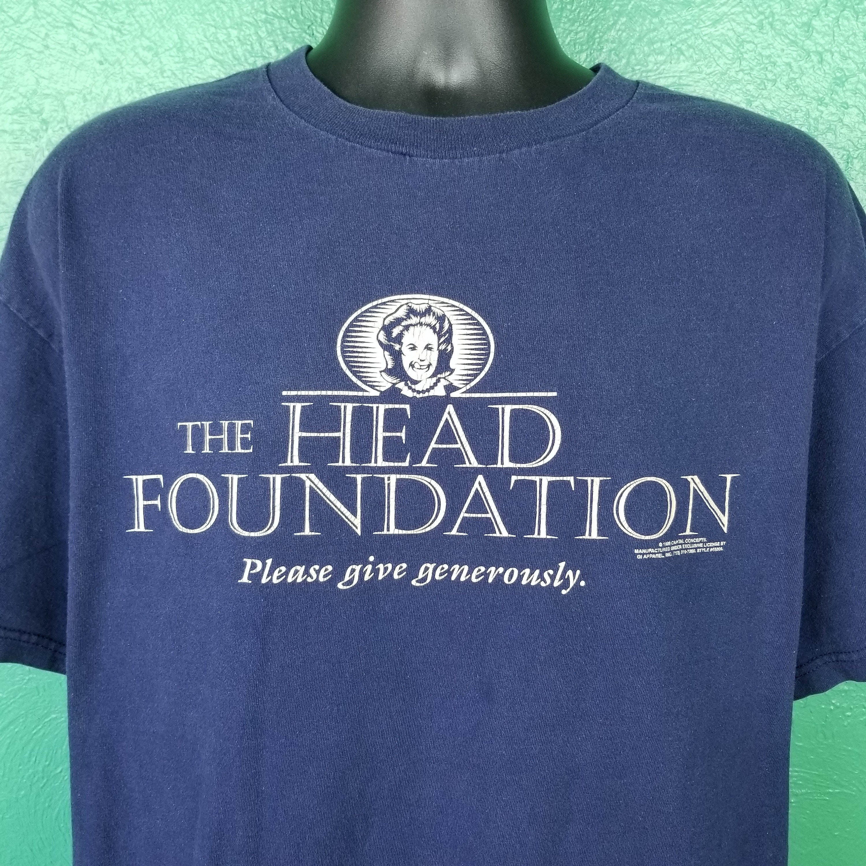 Vintage 90s the Head Foundation Please Give Generously Funny Shirt 