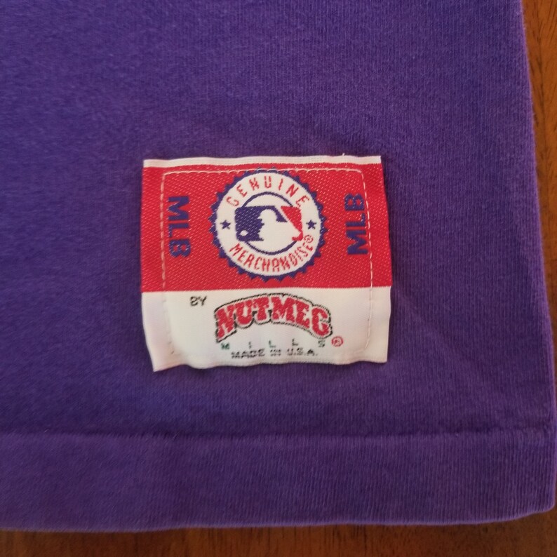 Vintage 90s Colorado Rockies Baseball Field Nut Meg 1992 Purple T Shirt Size Large L
