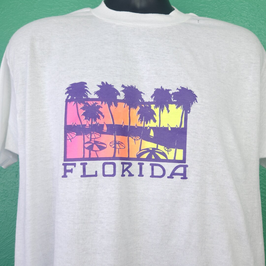 Miami Beach Florida Neon Palm Tree T-Shirt