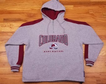 Vintage 90s Colorado Avalanche Hoodie Sweatshirt Jacket Size Large L