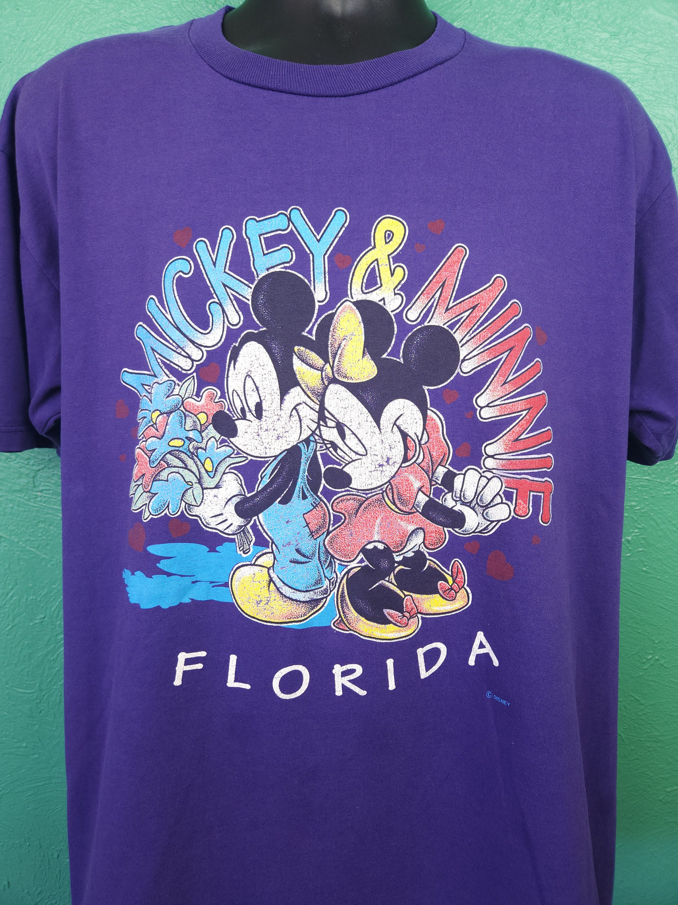 Vintage 90s Mickey and Minnie Mouse Florida Disney World Purple