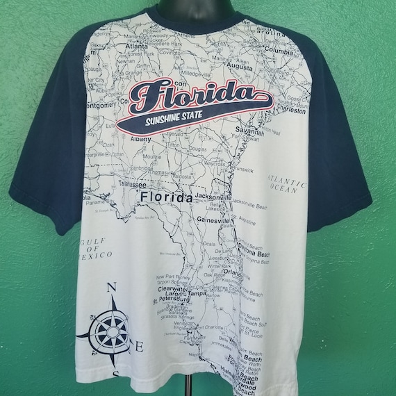 Vintage 90s Florida Map AOP all over print mega p… - image 1