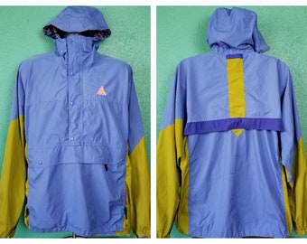 Vintage Nike ACG Blue and Mustard Yellow Windbreaker Jacket Size XL