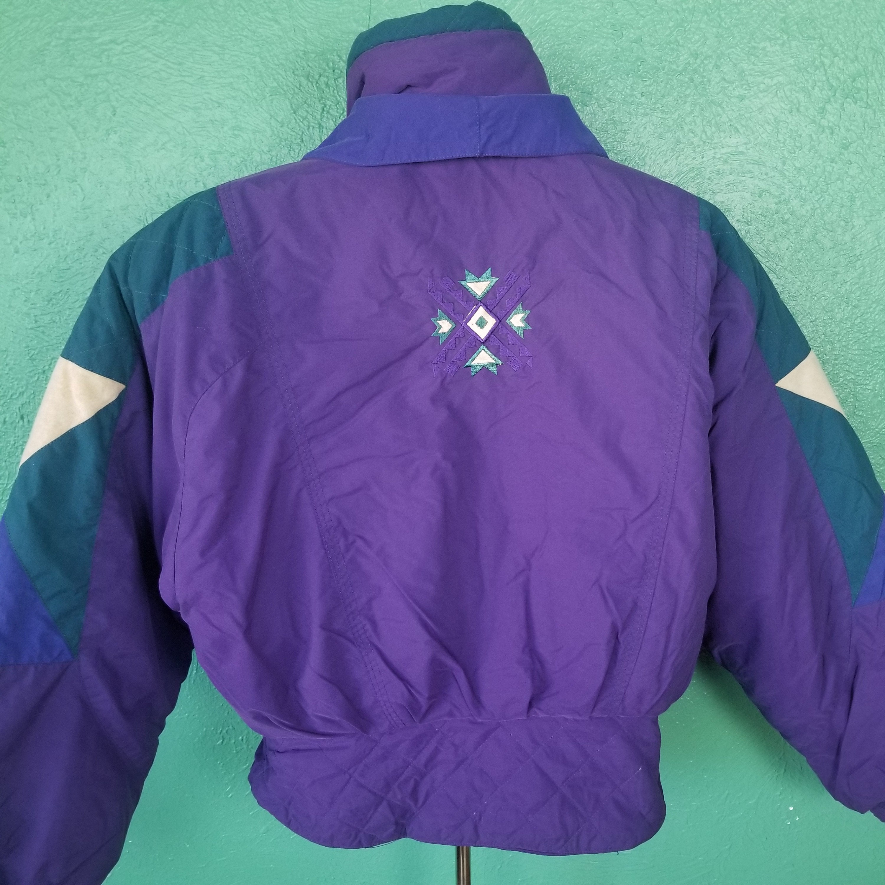 Vintage 80s Purple Ski Jacket Color Block Puffer Insulated Etsy