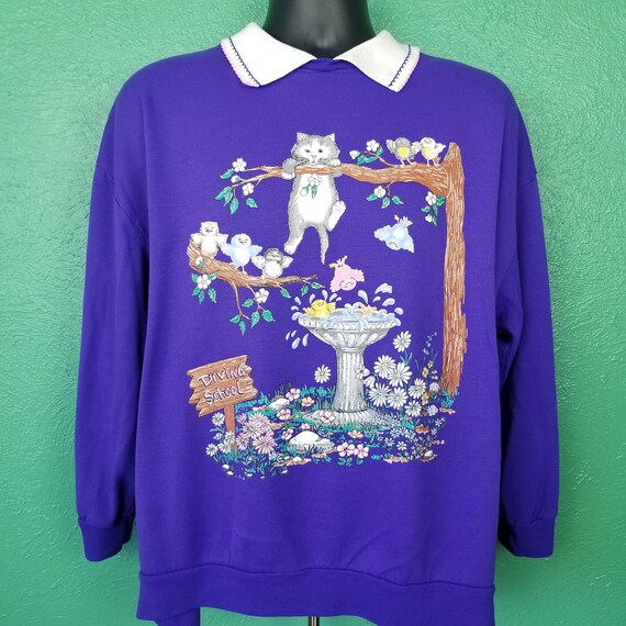 blue cat sweatshirt