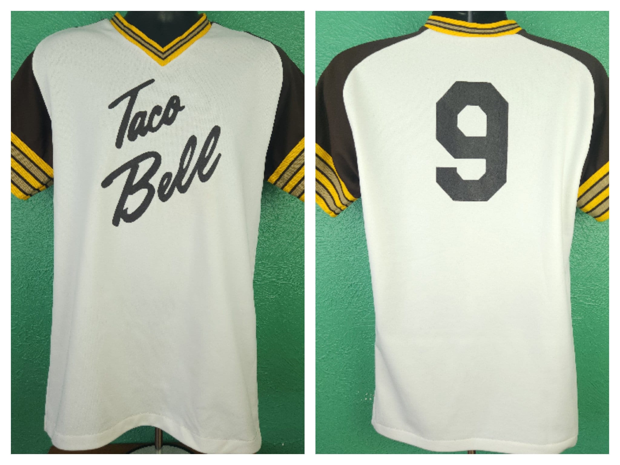 Vintage 80s Taco Bell Jersey Shirt Fast Food Number 9 Medium 