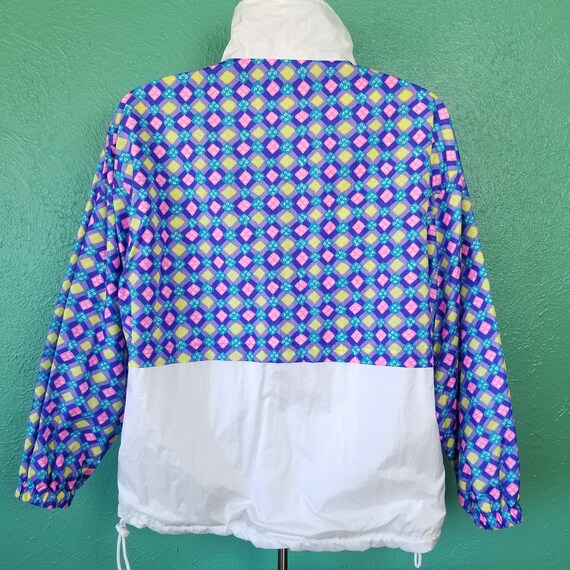 Vintage 80s Windbreaker Pink and Yellow Hearts Pa… - image 2