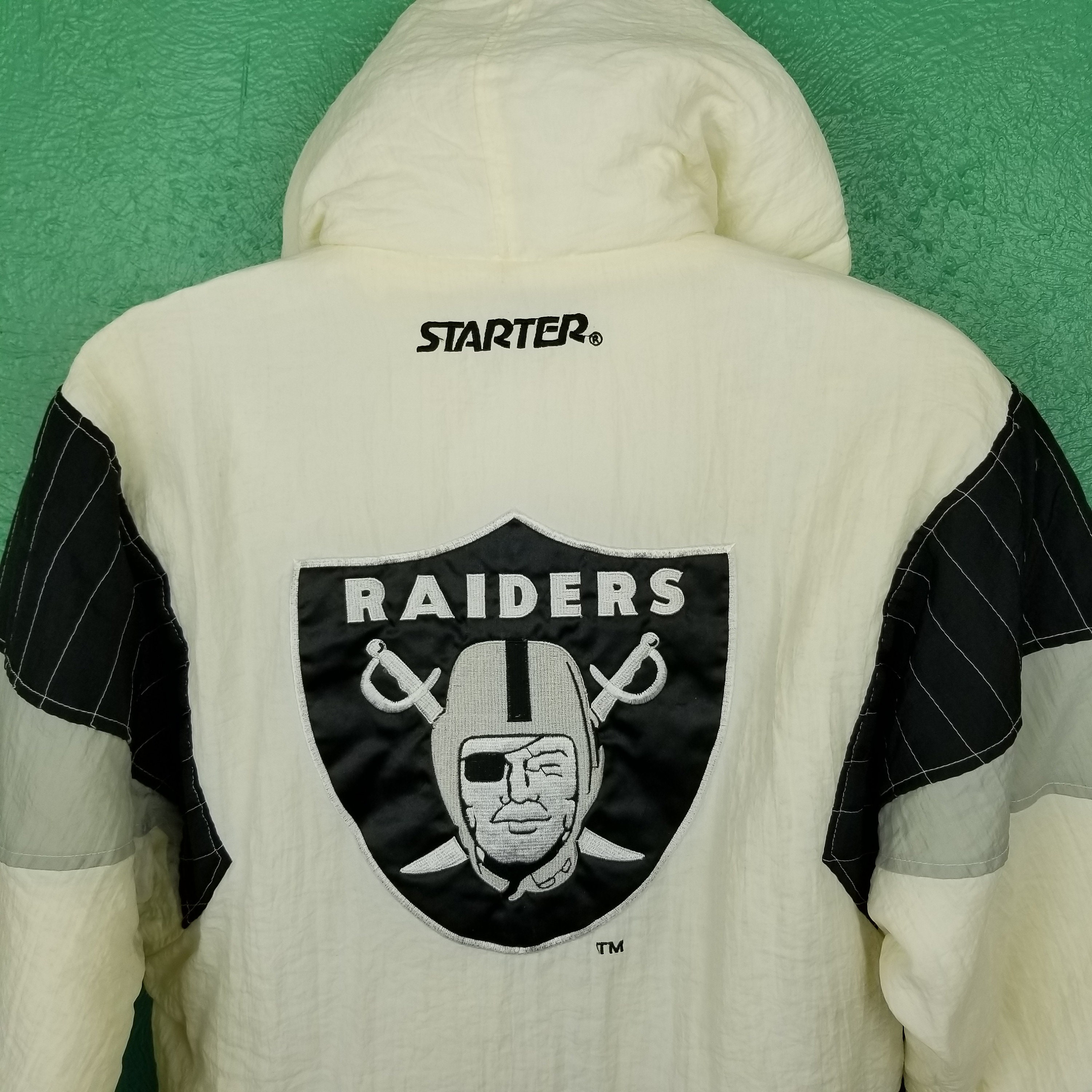 Vintage 90s Oakland Raiders White Starter Jacket Small