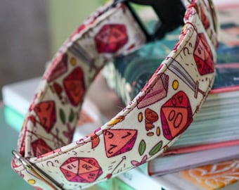 Death Saving Throw Dog Collar: DnD, D&D, RPG, Dice, Game, Magic, Classic Cotton Collar, Custom, Buckle, Slip on, Martingale, Dog on the Moon