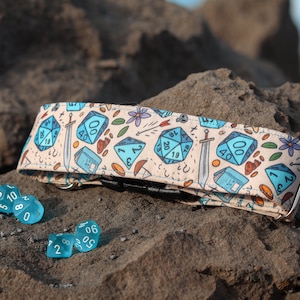 Roll for Initiative Dog Collar, DnD D&D, RPG, Dice, Game, Magic, Classic Cotton Collar, Custom, Buckle, Slip on, Martingale, Dog on the Moon