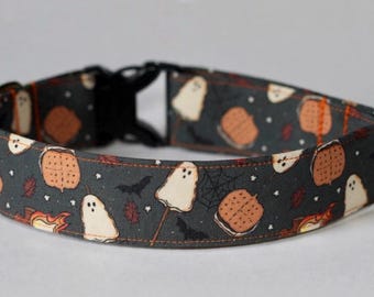S’more Boo Dog Collar: Halloween, Ghost, Campfire, Camp, Spooky Season, Classic Cotton, Custom, Buckle, Slip on, Martingale, Dog on the Moon