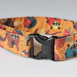 Midnight Critters Dog Collar: Raccoon, Possum, Rat, Halloween, Classic Cotton Collar, Custom, Buckle, Slip on, Martingale, Dog on the Moon