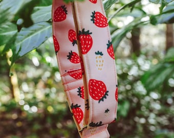Fraise Craze Dog Collar: Strawberry, Spring, Fruit, Cottagecore, Recycled Canvas, Custom, Buckle, Slip on, Martingale, Dog on the Moon