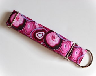 Etna Dog Collar, Geodes Collection, Pink Crystal, Agate, Classic Cotton Collar, Custom, Buckle, Slip on, Martingale, Dog on the Moon