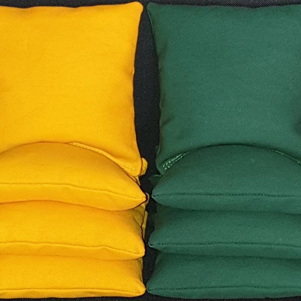 Set Of 8 Hunter Green Yellow Green Bay Cornhole Bean Bags FREE SHIPPING