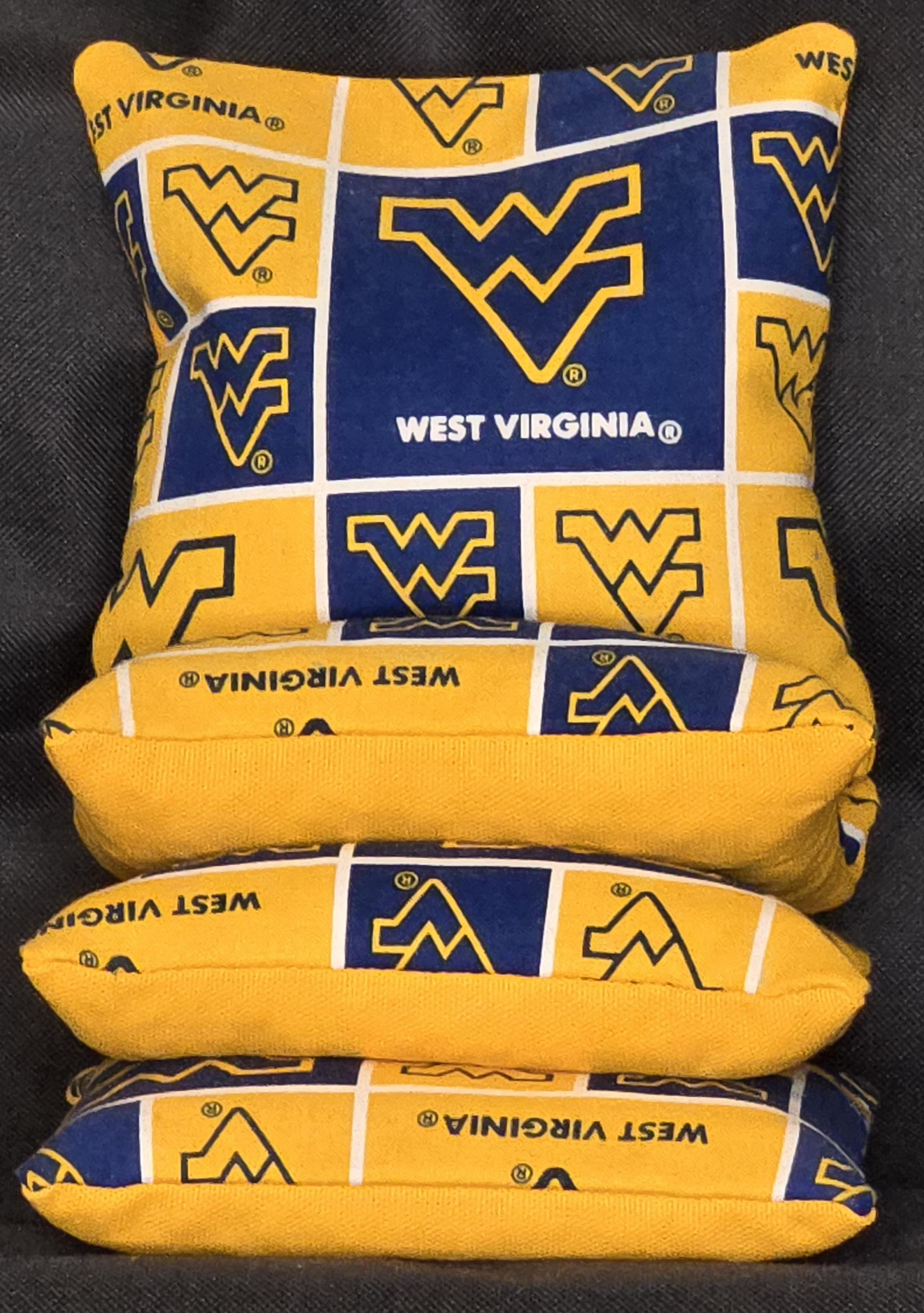 West Virginia Mountaineers Cornhole Bean Bags – All-Weather, Resin Fill (8 Bags) - View #2