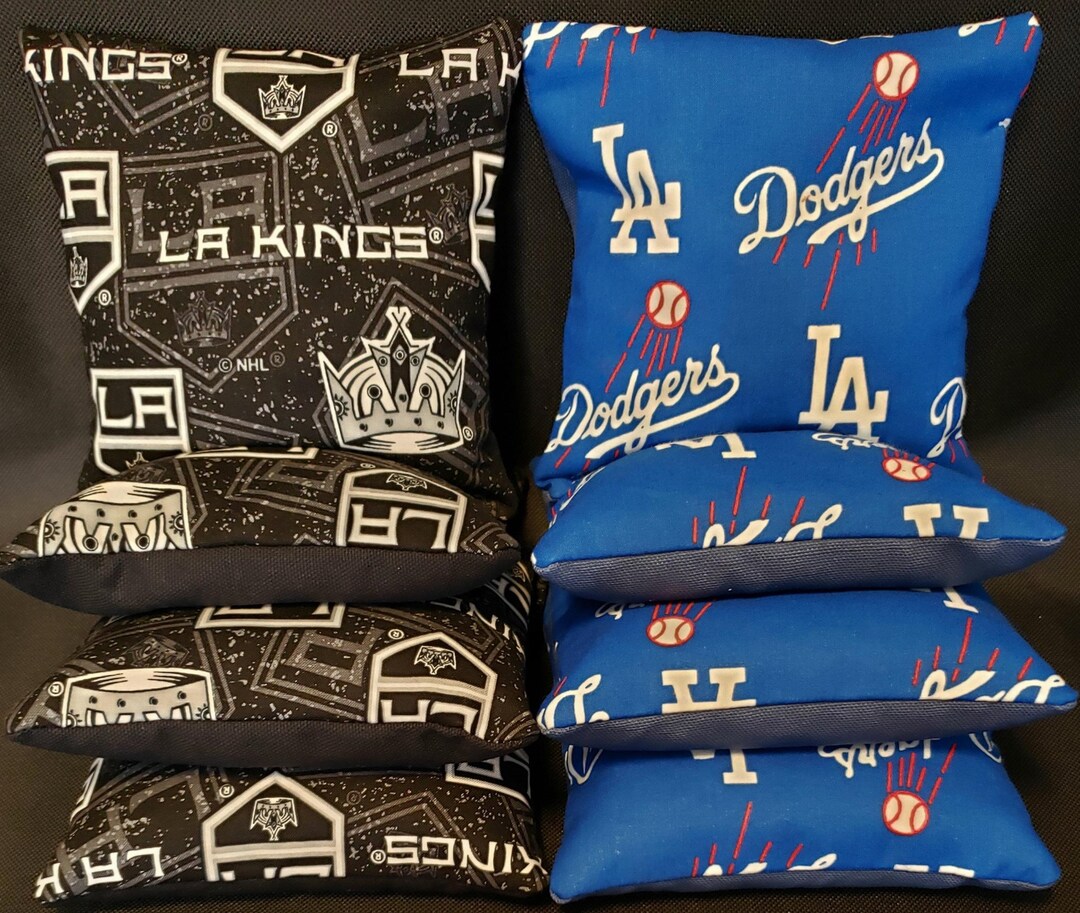 Los Angeles Dodgers Cornhole Bean Bags - Set Of 8 Stick And Slip Bags