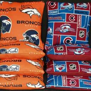 Set Of 8 Colorado Avalanche  Denver Broncos Cornhole Bean Bags FREE SHIPPING