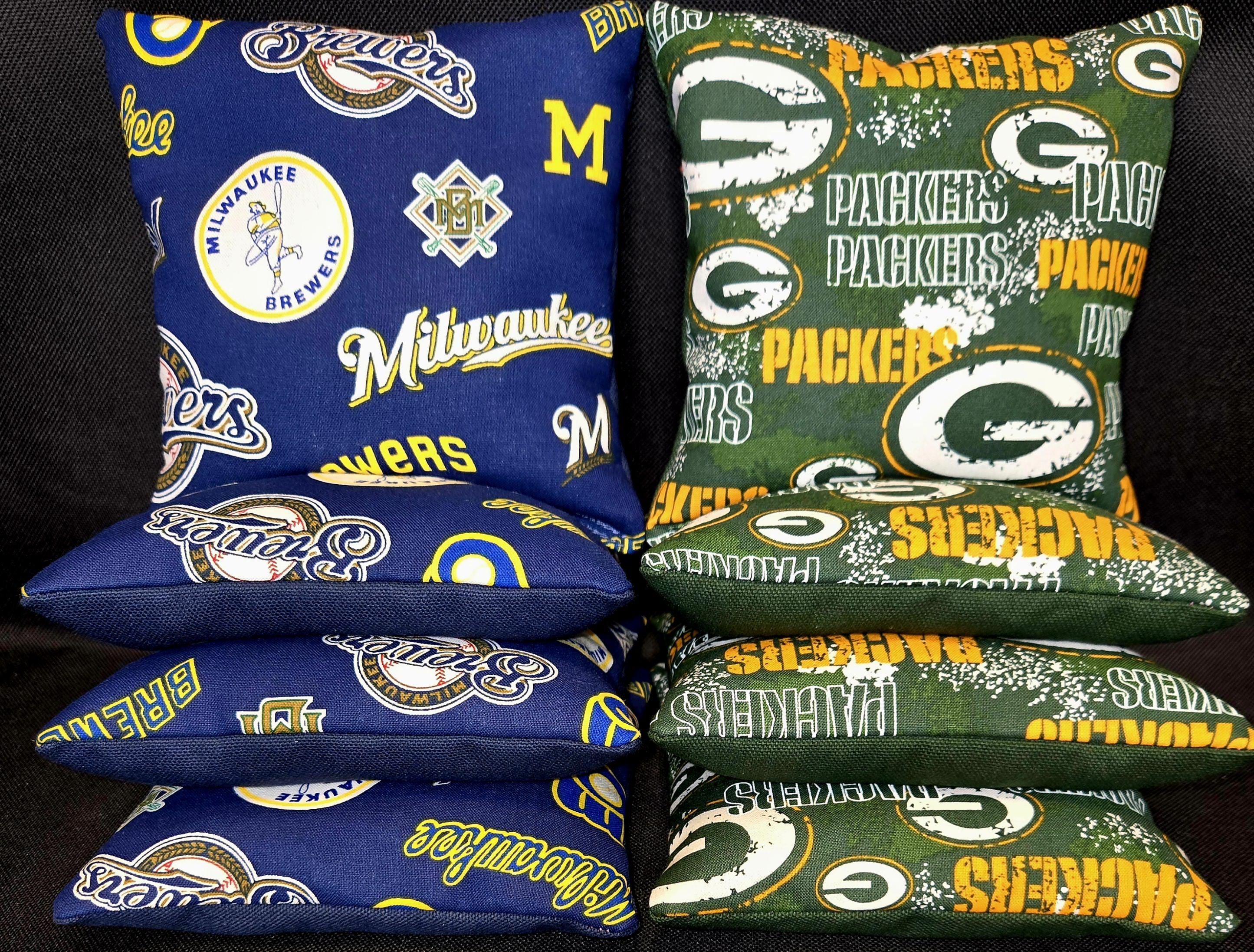 Set 4 Sacchetti Per Gioco Cornhole Milwaukee Brewers – Alta Qualità, Fatti A Mano