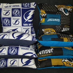 Set of 8 Jacksonville Jaguars Tampa Bay Lightning Cornhole Bags *FREE SHIPPING*