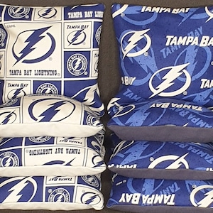 Set Of 8 Tampa Bay Lightning Hockey Cornhole Bean Bags FREE SHIPPING