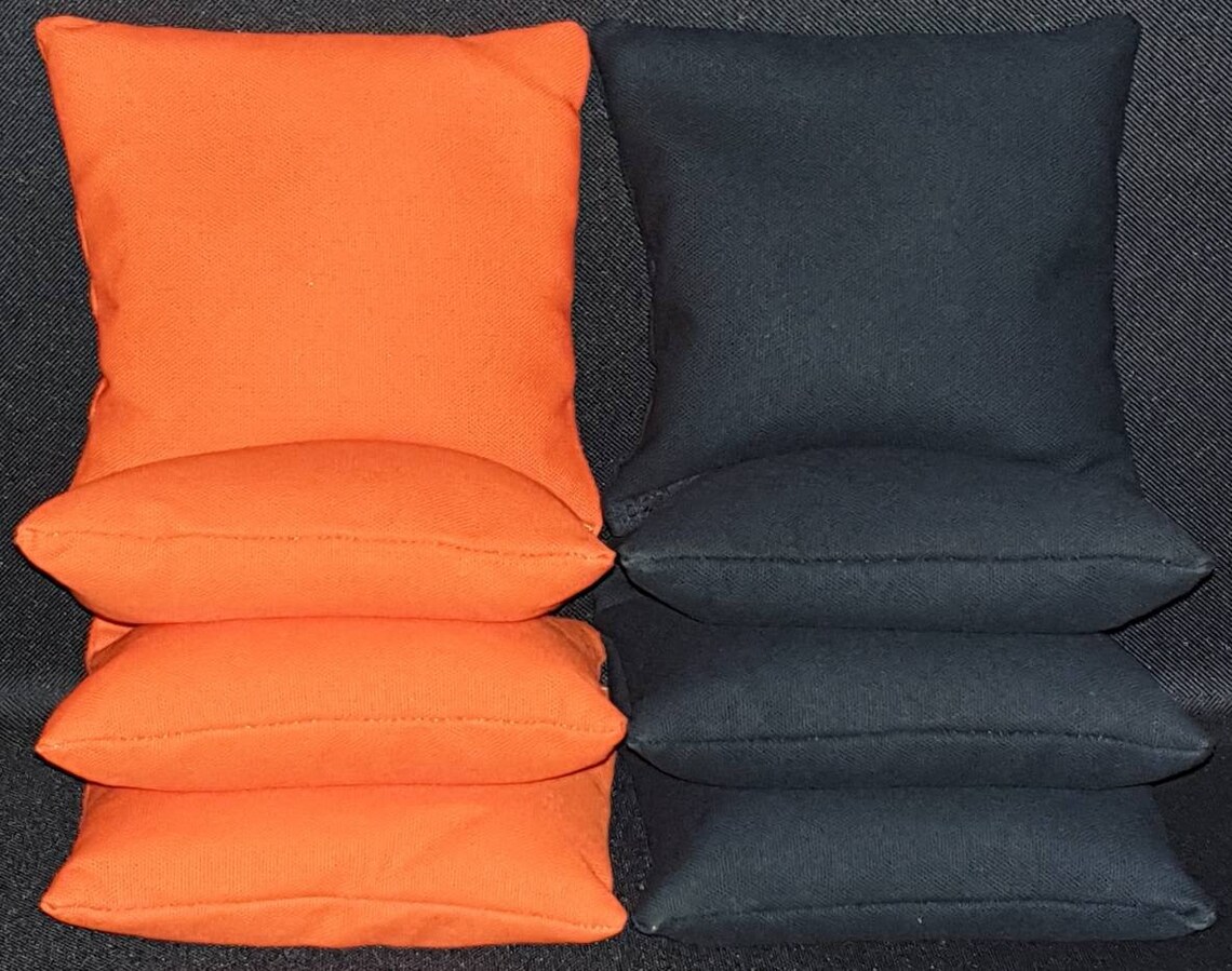 Set of 8 Black & Orange Cornhole Bean Bags FREE SHIPPING Etsy