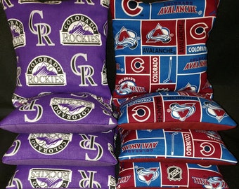 Set Of 8 Colorado Avalanche Rockies Cornhole Bean Bags FREE SHIPPING