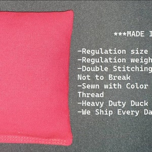 Pode incluir: Um saco de feij&atilde;o rosa brilhante feito de lona de pato resistente. Tem um tamanho regulamentar de 6"x6" e pesa 15-16 on&ccedil;as. O saco de feij&atilde;o &eacute; costurado duplamente para maior durabilidade e costurado com fio de nylon de cor combinada. ***MADE IN USA***