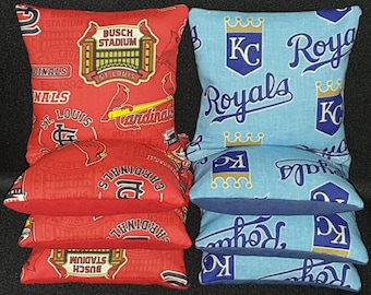 Set of 8 St. Louis Cardinals Kansas City Royals Cornhole Bags ***FREE SHIPPING***