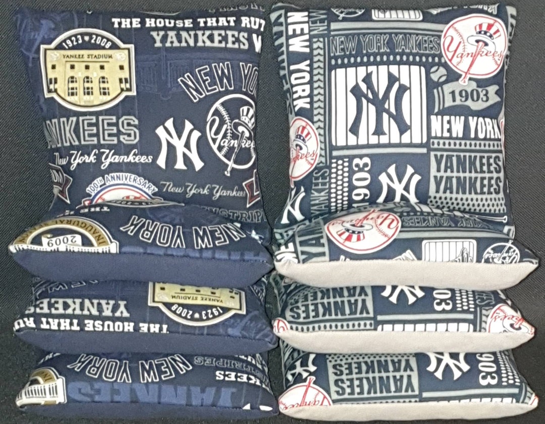 Backyard Games USA New York Yankees Cornhole Bean Bags – 8-Pack, ACA Regulation Size, NY Fabric, USA Made