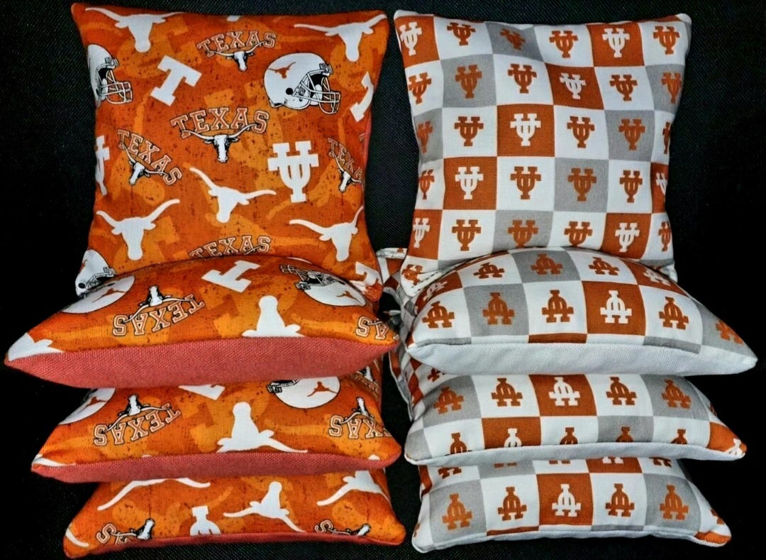 Texas Longhorns Cornhole Bean Bags – Set Of 8 Buffalo Plaid Handcrafted Toss Game Accessories