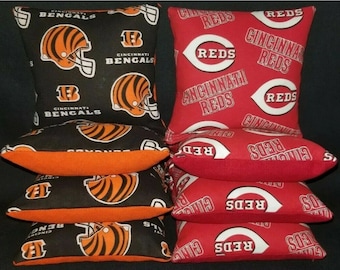 Set Of 8 Cincinnati Bengals Reds Cornhole Bean Bags FREE SHIPPING