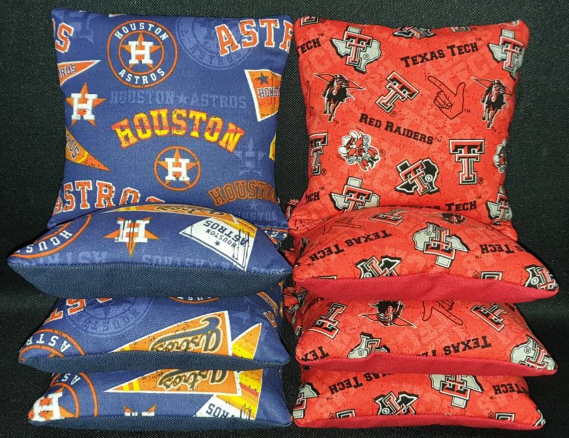 Set Of 8 Texas Tech Houston Astros Cornhole Bean Bags Free Etsy