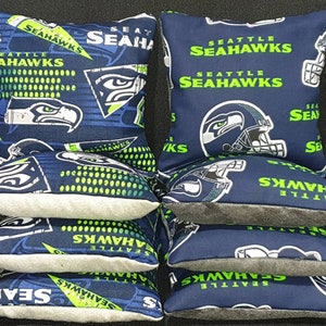 SEATTLE SEAHAWKS Suede Stick and Slide 8 ACA  CORNHOLE bags Stop n Go Bags 