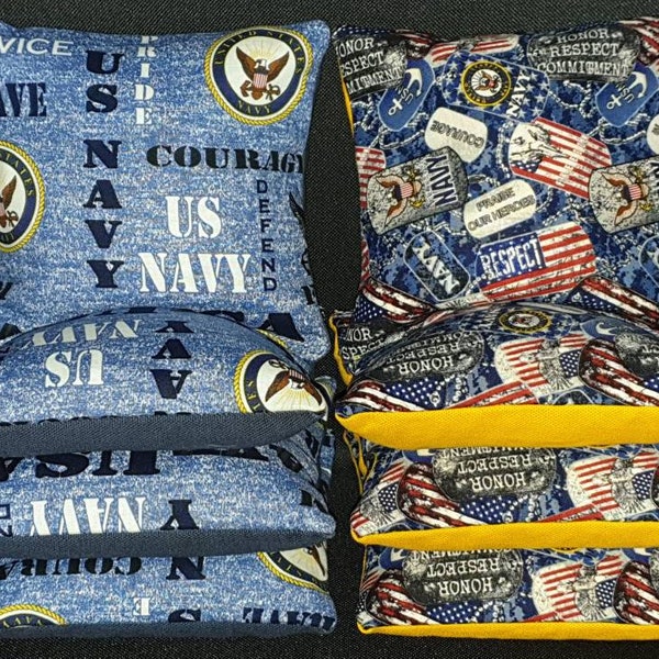 Set Of 8 US Military Navy Cornhole Bean Bags FREE SHIPPING