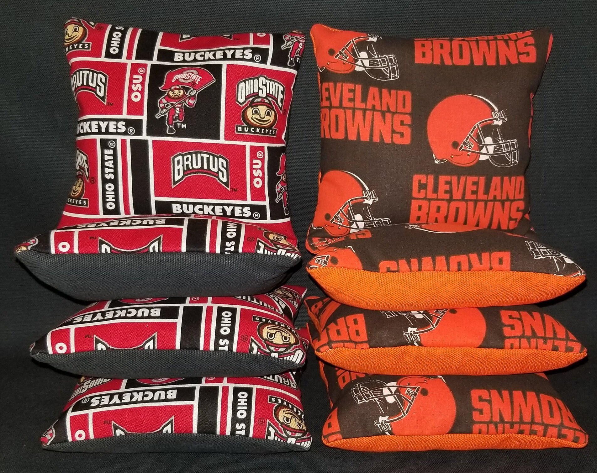 Set of 8 Cleveland Browns Ohio State University Cornhole Bags **FREE SHIPPING**