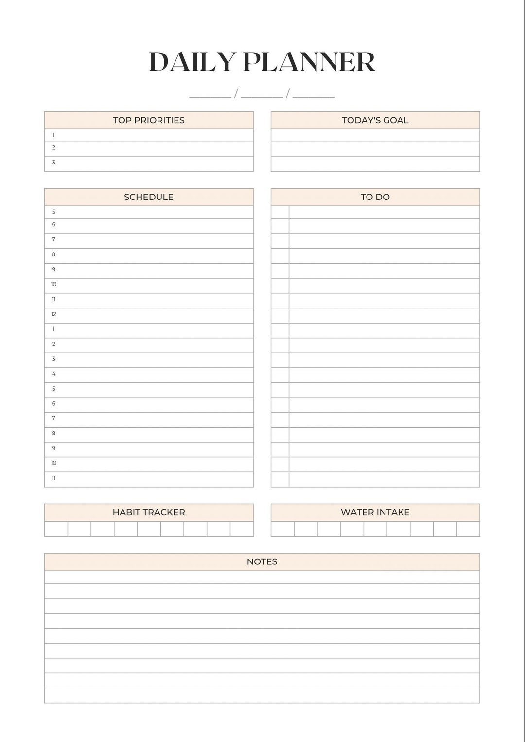 Printable Daily Planner A4 Daily Planner to Do List Digital Etsy