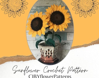 Sunflower Crochet Pattern, Large, Instant Digital Download, handmade gift, Anniversary, Spring Decor, Easter, Mother’s Day, Valentine’s Day