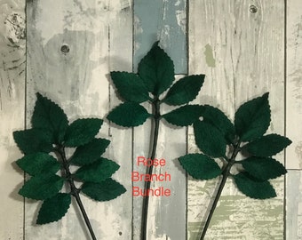 Rose Leaves, Rose Leaf Stems, Felt Flowers, Greenery, Home Decor, handmade, Spring Decor, Mother’s Day gift, Easter Gift, Valentine’s Day Gi