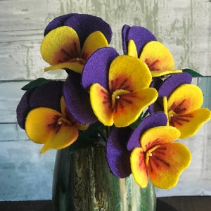 Pansy Felt Flowers, Pansies, Violets, Home Decor, handmade, Spring Decor, Mothers Day gift, Easter Gift, Valentines Day Gift image 4