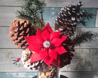 Poinsettia Felt Flower, Christmas Star, handmade, Christmas Decor, Home Decor, Spring Decor, Mother’s Day gift, Easter Gift, Valentine Gift