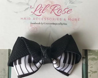 Music Inspired Piggie Hair Bow, Piano, Keyboard, piano keys, Handmade