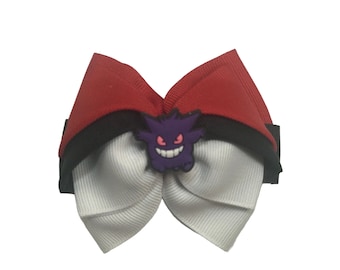 Pokemon Gengar Hair Bow, Poison Type, Anime Hair Clip