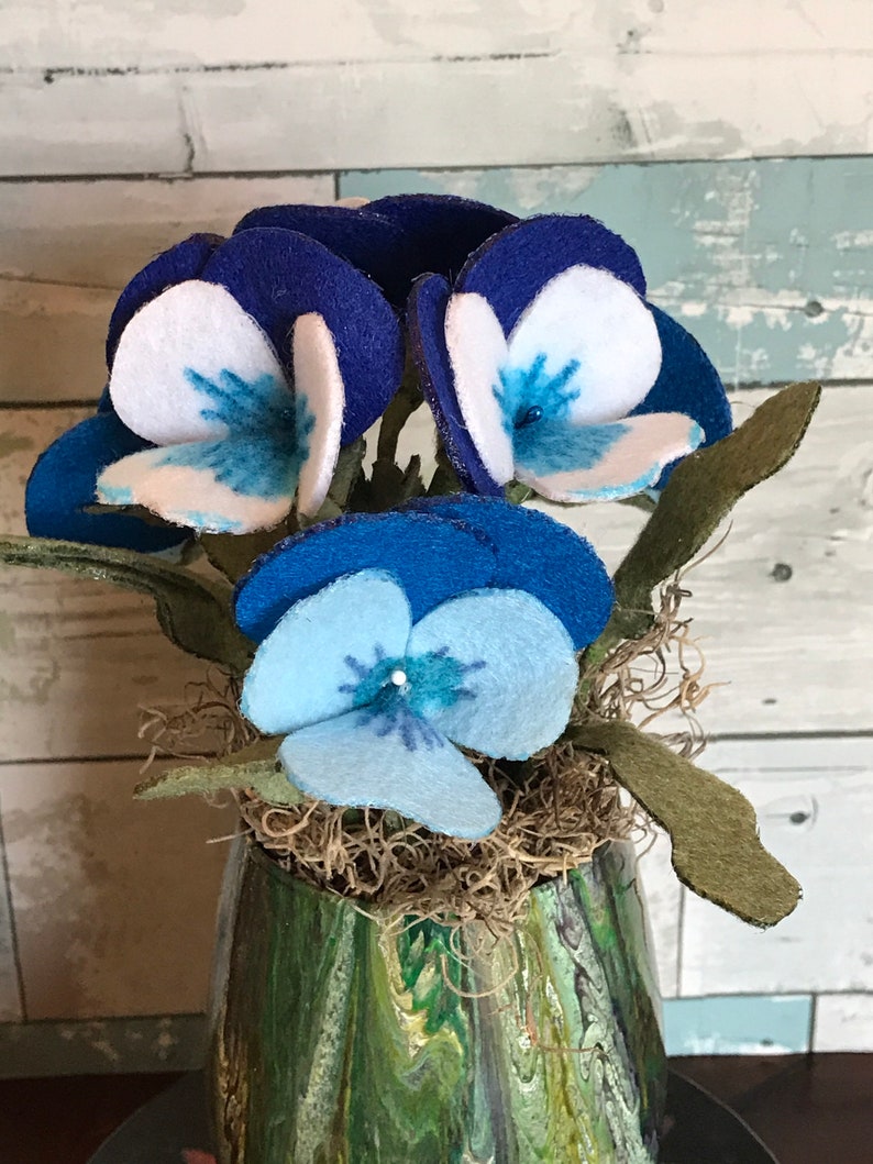 Pansy Felt Flowers, Pansies, Violets, Home Decor, handmade, Spring Decor, Mothers Day gift, Easter Gift, Valentines Day Gift image 9