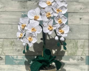 Orchid Crochet Phal Moth Orchid, Extra Large, crochet flowers, handmade gift, Anniversary, Spring Decor, Easter, Mother’s Day,